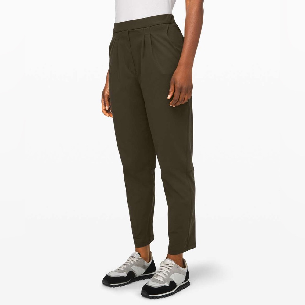 NWOT. Lululemon Essential High-Rise Trouser- color Dark Olive (size 4)